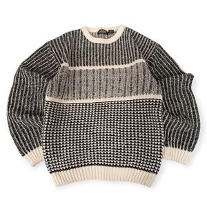 90s Street Scenes Black & Cream Acrylic Knit Sweater - S